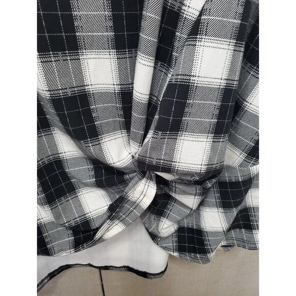 Larace Plaid Twist Front One Shoulder Tunic Size XL - Picture 2 of 6